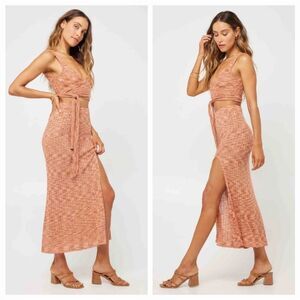 NEW L SPACE Zephyr Midi Skirt and Top in Sahara Swim Cover-up L*Space m